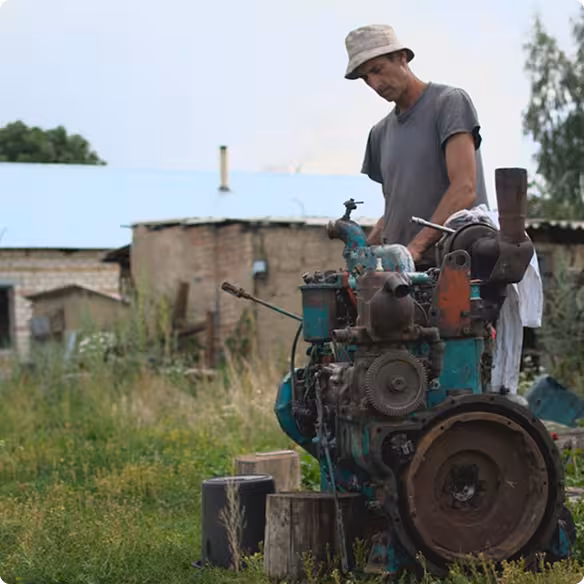 Farmer with equipment